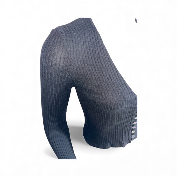 Reformation Gellar Knit Top Black Pearl Buttons Size S - Picture 4 of 7